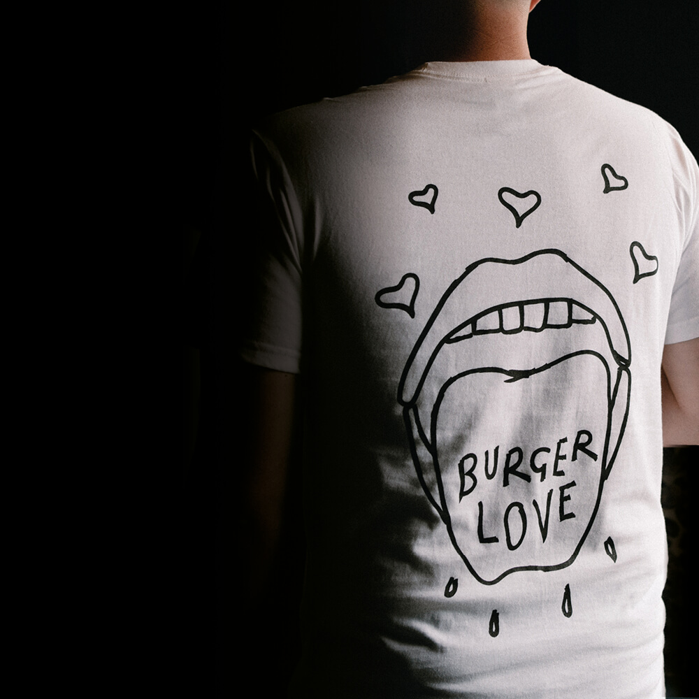 Burger Love T-Shirt (White) - Small: 36in/91cm