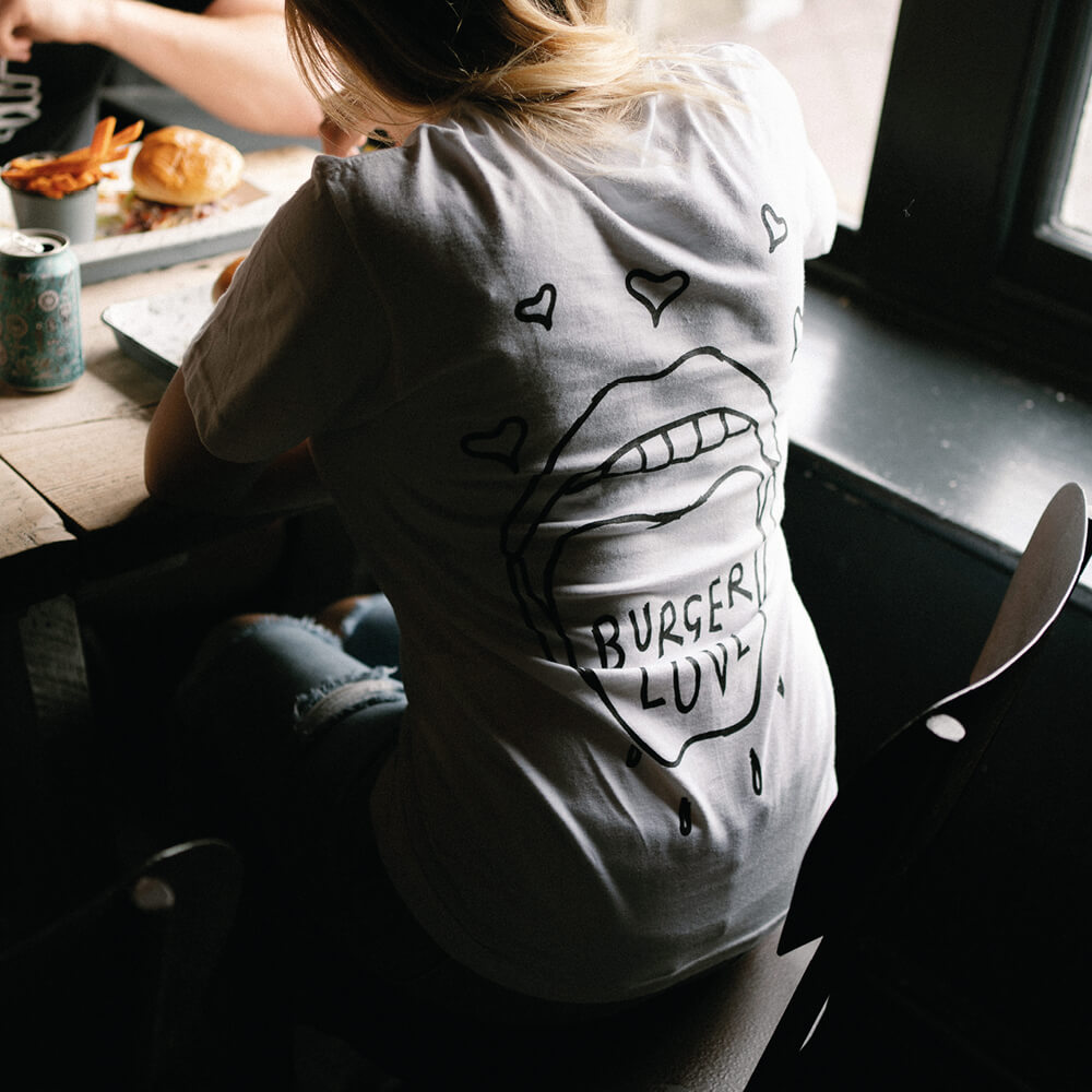 Burger Love T-Shirt (White) - Small: 36in/91cm