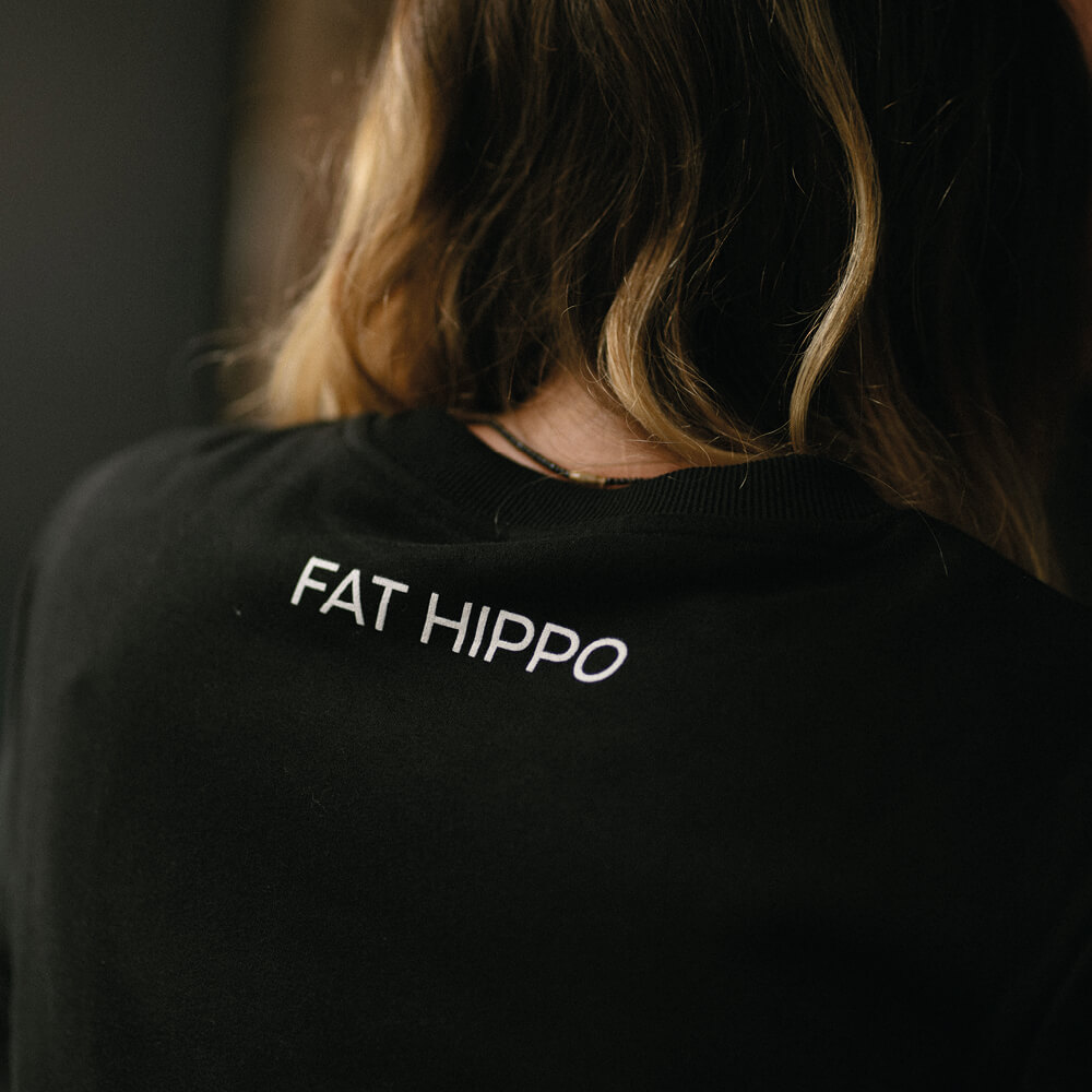Classic Hippo Sweatshirt (Black)-Small: 40in/102cm
