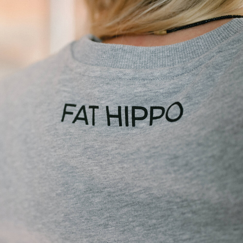 Classic Hippo Sweatshirt (Grey)-Small: 40in/102cm