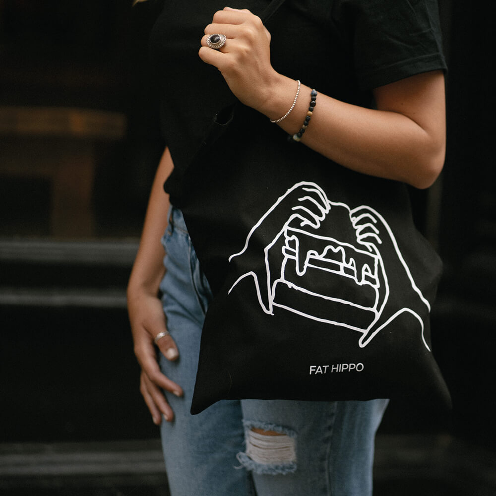 Hippo Tote Bag (Black)